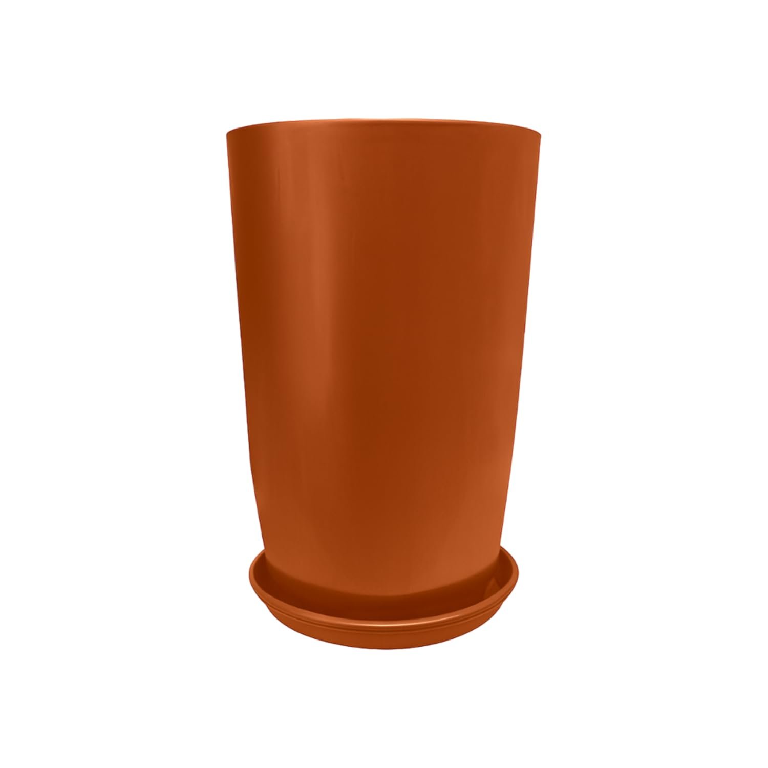 BonKaso 14 inch Copper Flower Pot | Size: 22x22x33 cm | Tall, Durable & Lightweight Polymer Tower Planter for Indoor & Outdoor Use: Home, Office, Garden & Balcony (Gamla/Gamale)