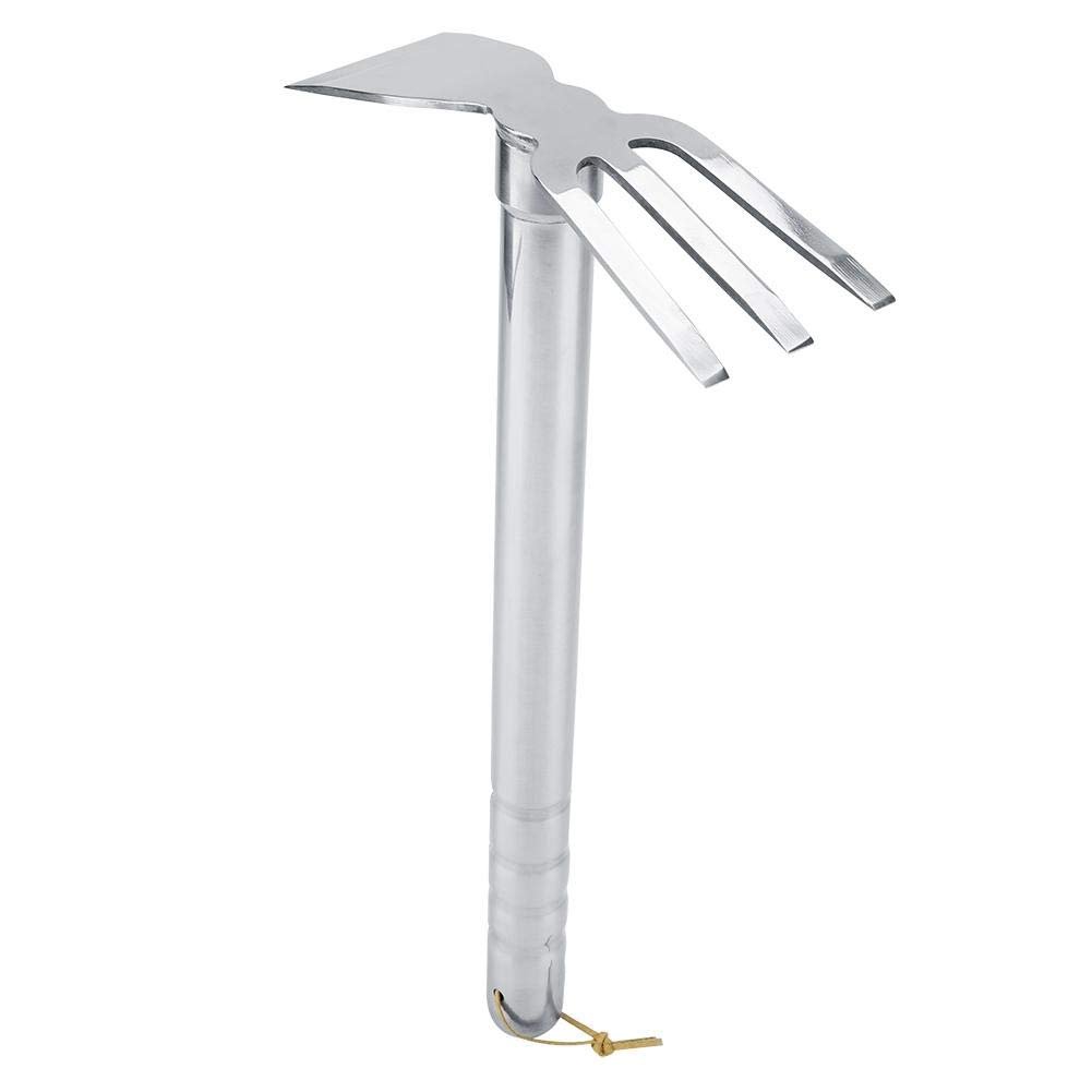 Cultivator Garden Tool, Garden Cultivator Steel Mini Rake with Rubber Handle