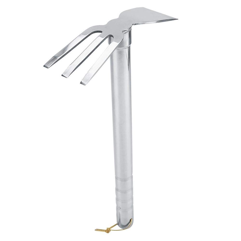 Cultivator Garden Tool, Garden Cultivator Steel Mini Rake with Rubber Handle - Image 2