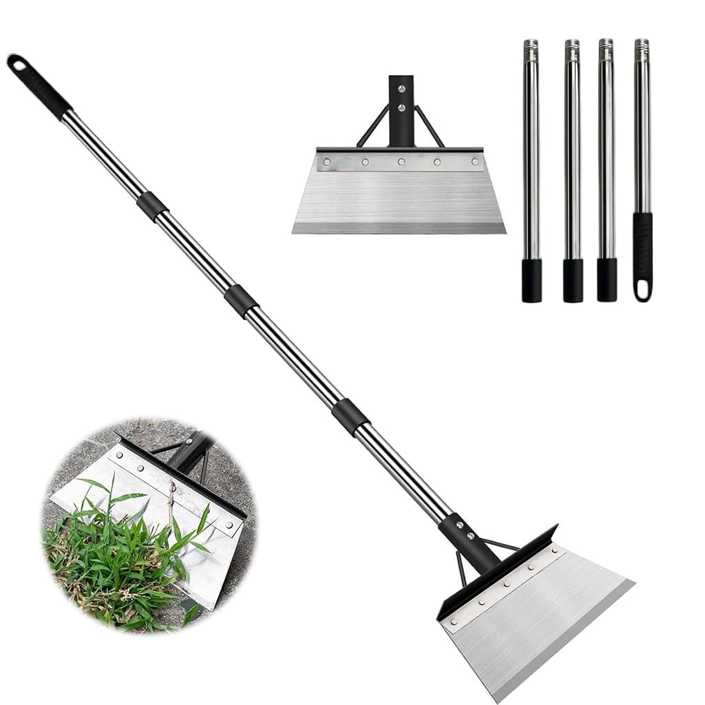 165cm Weed Puller Tool, 9in Wide Flat Head Shovel, 4 Assembly Poles