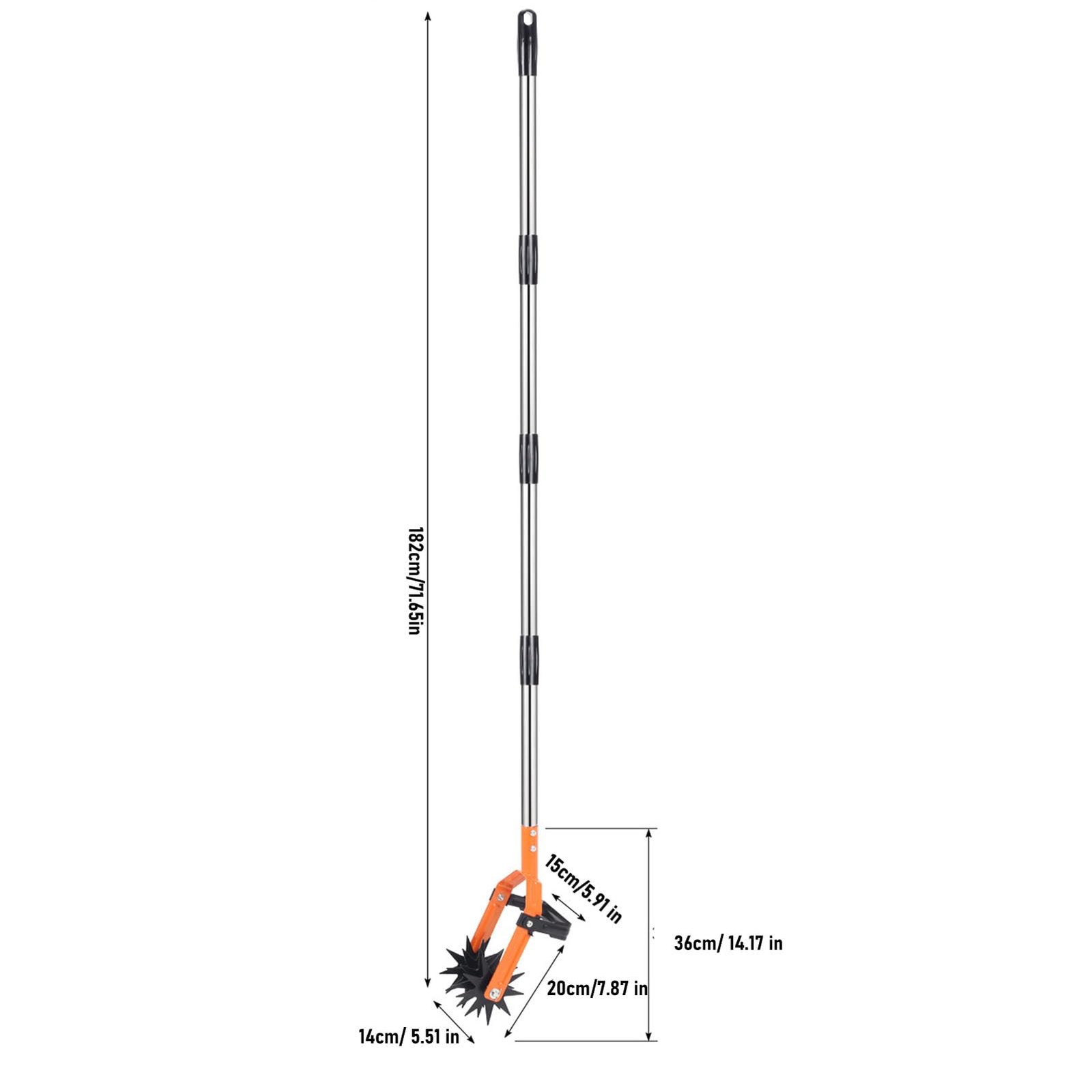 Handheld Cultivator Tool Rotating Soil Breaker Hardened Steel Cultivator Tool for Efficient Soil Fragmentation, Adjustable Handle, with Removal for Comfortable Gardening - Image 2