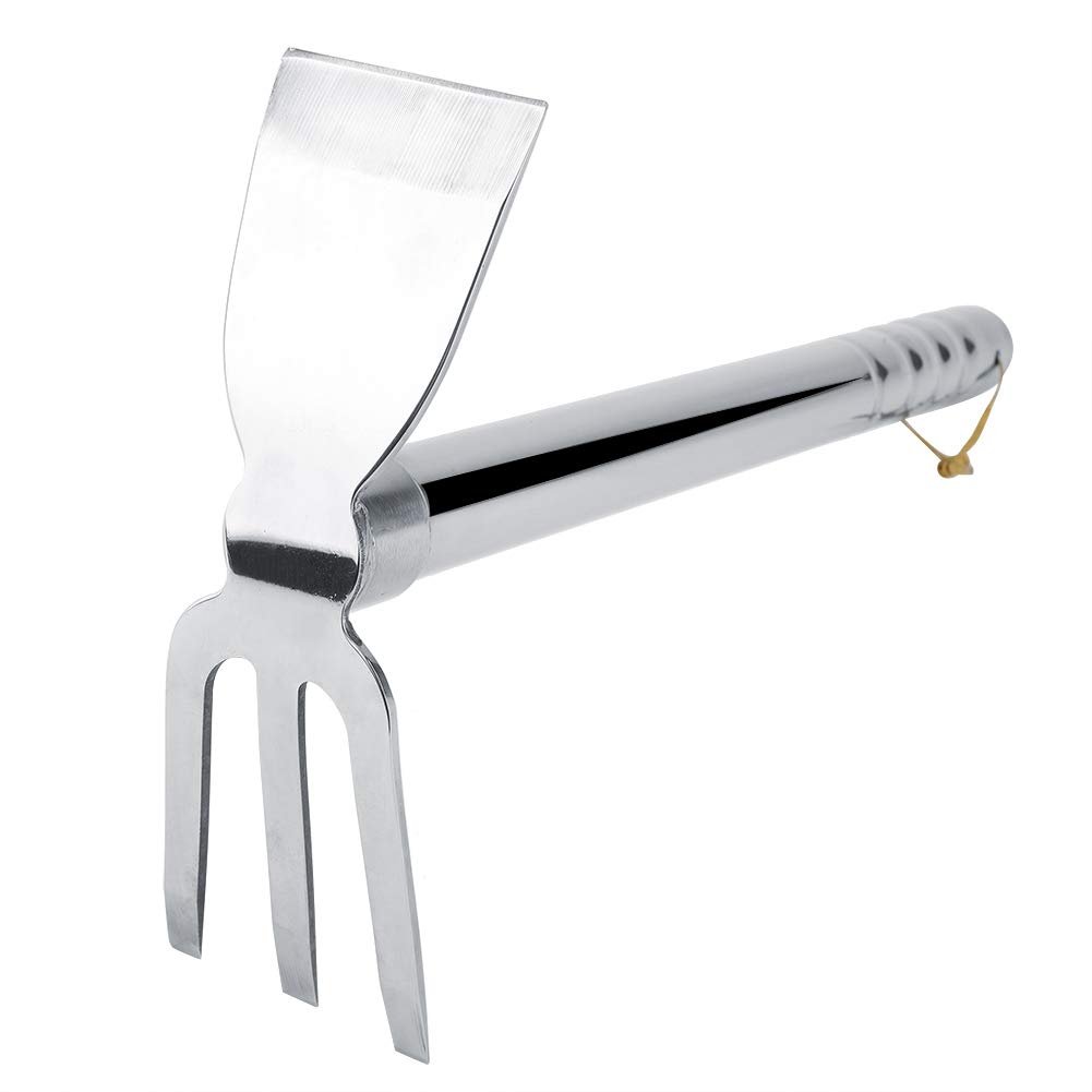 Cultivator Garden Tool, Garden Cultivator Steel Mini Rake with Rubber Handle - Image 4