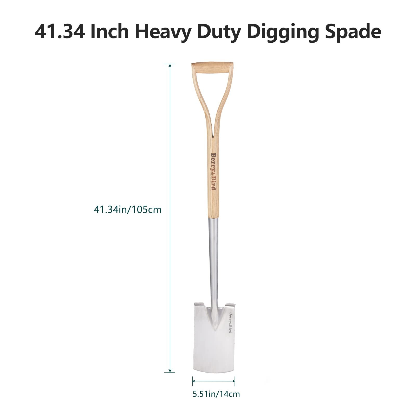 Berry&Bird Garden Digging Spade, 41" Stainless Steel Gardening Border Spade - Image 6