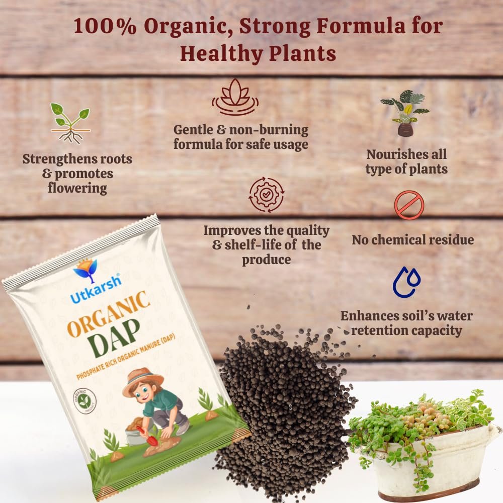 Utkarsh Organic DAP Fertilizer for Plants, Home & Garden - 900 gm Granules, 100% Water Soluble, Bio DAP Fertilizers & Manure for Plants Growth | Improves Flowering, Fruiting & Vegetables; Pack of 1 - Image 4