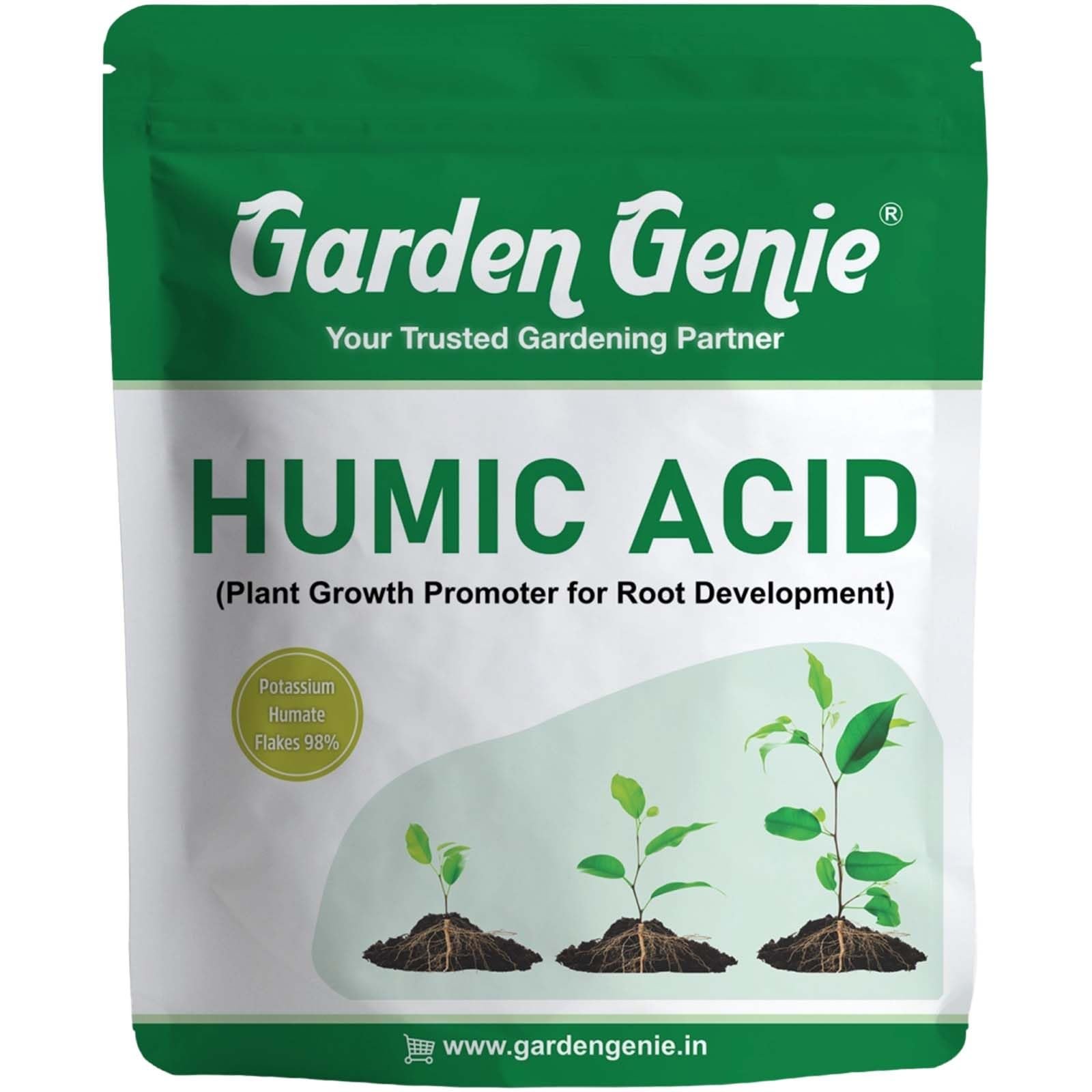 Garden Genie Humic Acid for Plants (Potassium Humate Flakes 98%), 830 Gm