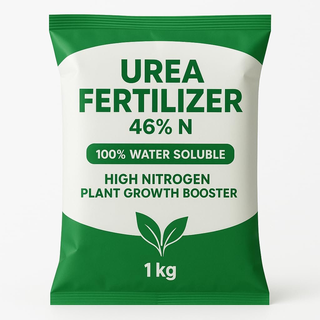 Neem coated Urea Fertilizer for Plants (1Kg), Premium Plant Growth Nutrient, Water Soluble Granules for Vegetables, Flowers and Fruits (Nitrogen Plant Food)