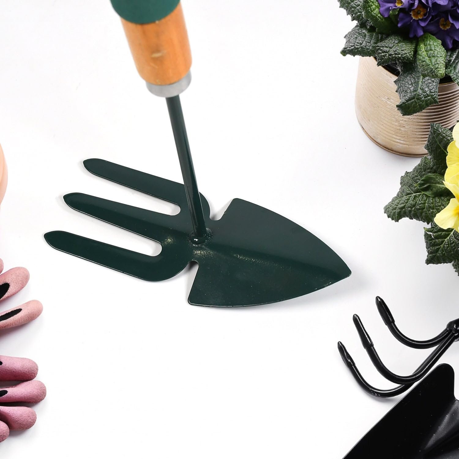 Double Hand Hoe Gardening Tool with Wooden Handle 2 in 1 Hand Hoe for Precise Cultivation Garden Tool - Image 4