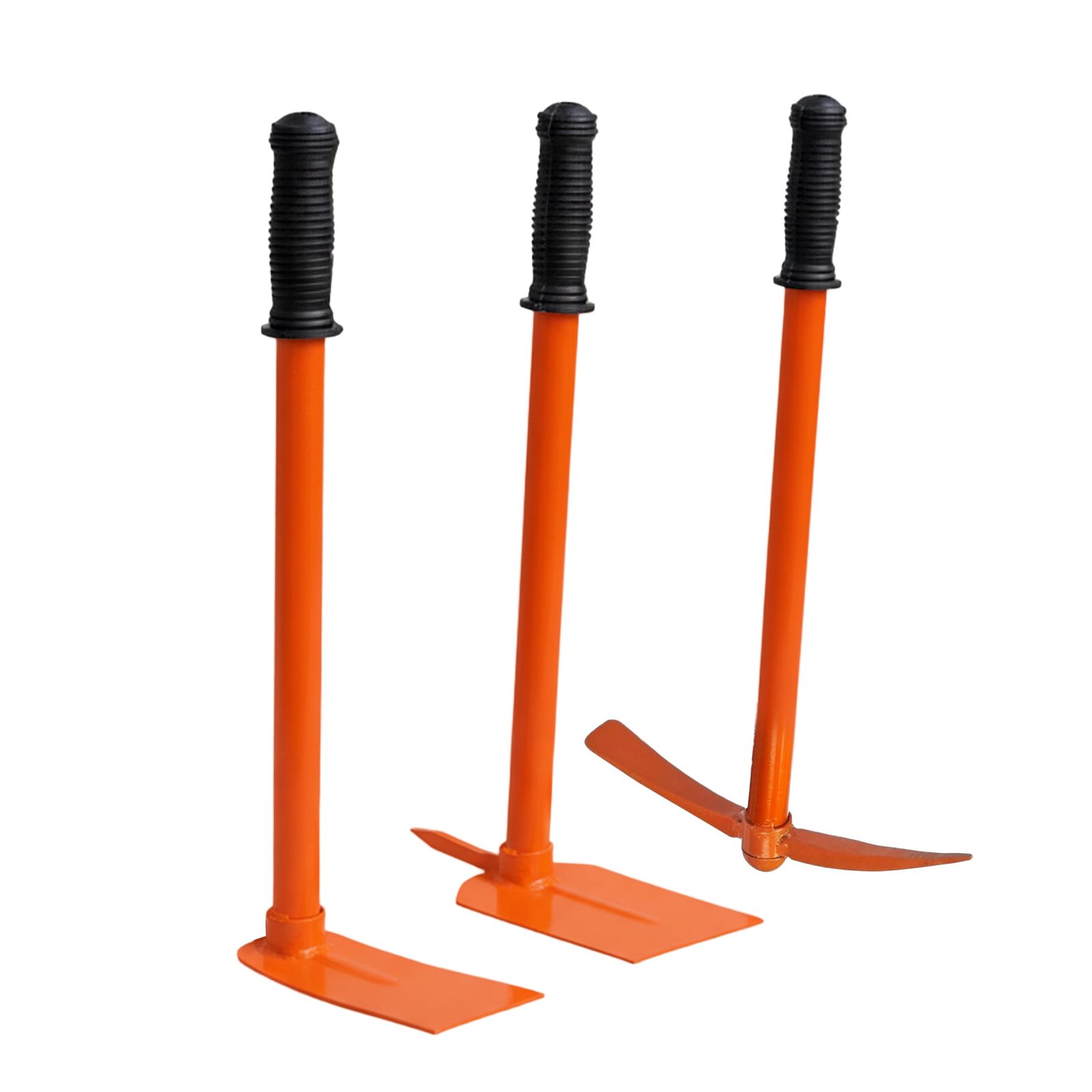 3 Pcs Gardening Tool Set | Heavy Duty Pickaxe, Hoe & Prong Hoe for Digging, Soil Loosening | Gardening Tools Kit for Home Garden (Orange)