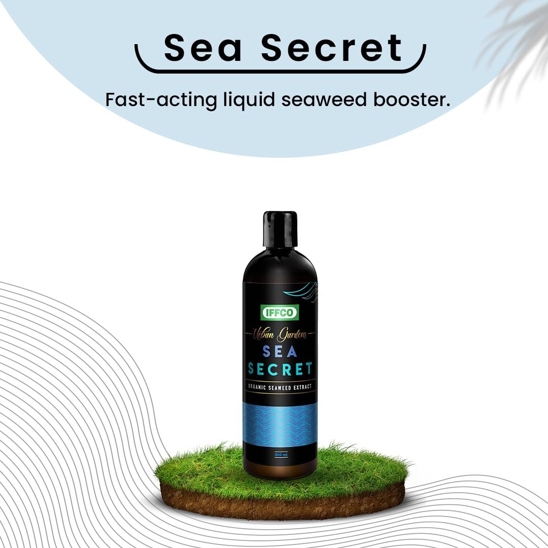 IFFCO URBAN GARDENS - 200 ML - Sea Secret - Seaweed Extract Liquid Concentrate - Organic Fertilizer & Growth Promoter for Plants, 100% Water Soluble