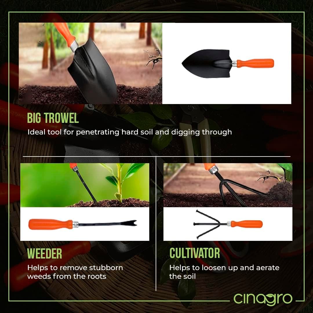 Metal Grarden Tools Kit, Set of 5, Weeder, Big & Small Trowel - Image 8
