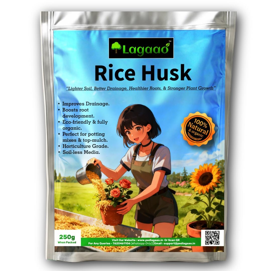 Rice Husk for Plants 250g | Improves Soil Drainage & Aeration | Natural Soil Conditioner for Pots, Grow Bags & Gardening