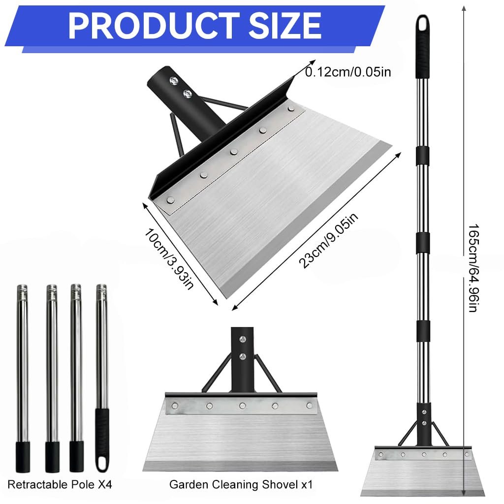 165cm Weed Puller Tool, 9in Wide Flat Head Shovel, 4 Assembly Poles - Image 2