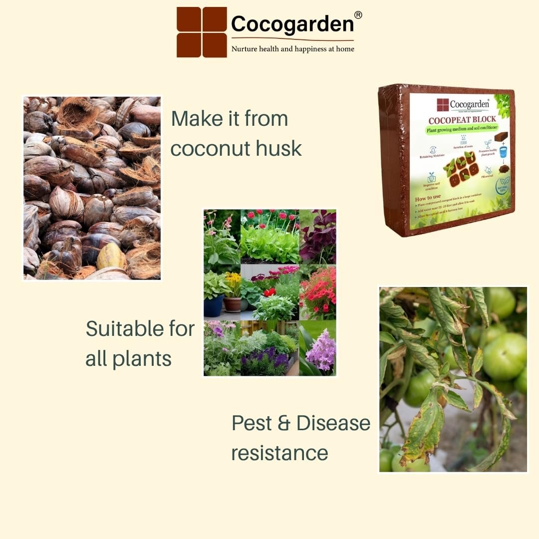 Cocogarden Cocopeat Block for Plants 5kg - Organic Coco Peat Brick, Expands up to 75 ltrs of Powder, Natural Garden Soil for Potting Mixture Home Terrace Gardening and Potted Plants - Image 8