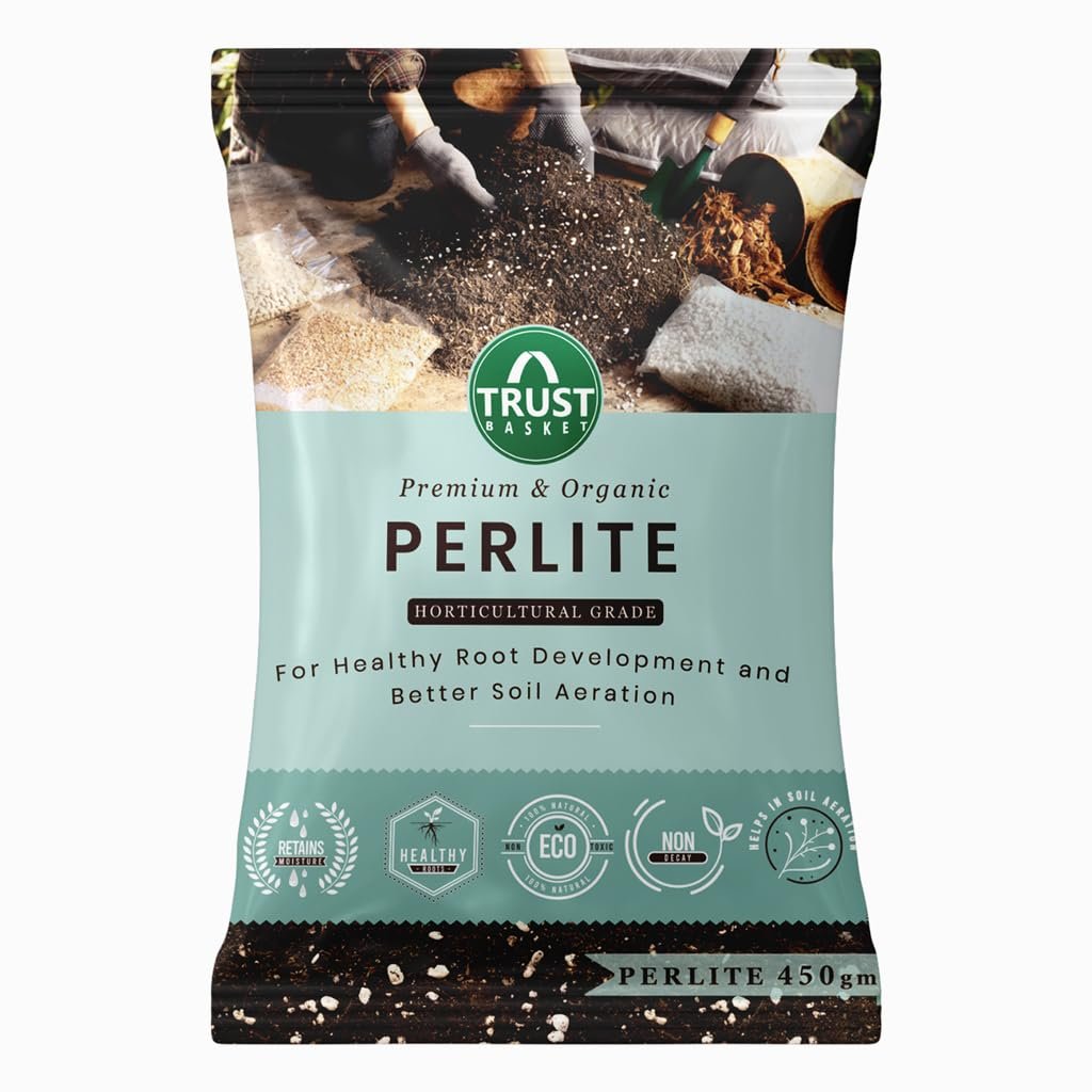 TrustBasket Perlite for Plants 450g | Horticultural Grade Perlite | Lightweight Soil Conditioner for Potting Mix | Improves Drainage, Aeration & Root Growth | Indoor, Outdoor & Hydroponic Plants