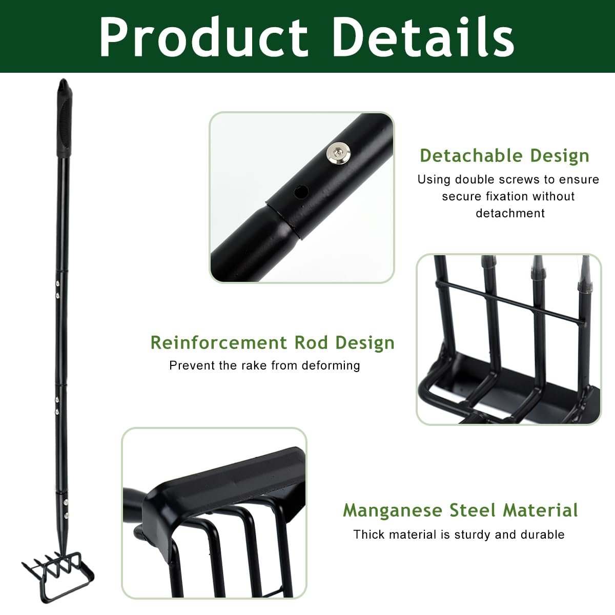 ® Manual Weeder Tool 1.6m 4-Claw Handle for Agriculture and Garden - Image 3