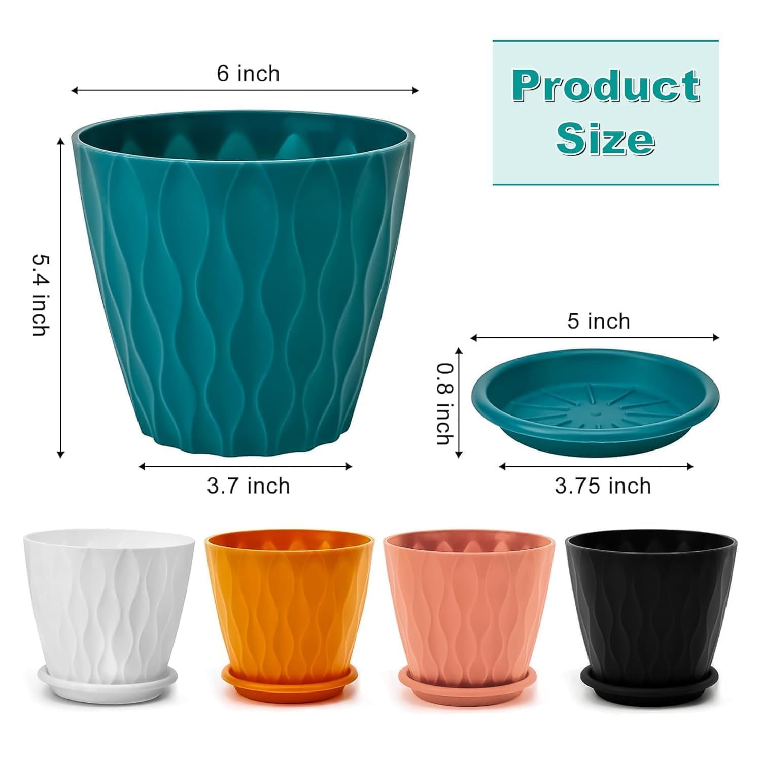 5-Piece Premium Flower Pot Set | Multicolor Durable Plastic Plant Pots | Indoor & Outdoor Decorative Planters | Lightweight, Unbreakable & UV Resistant Gardening Pots