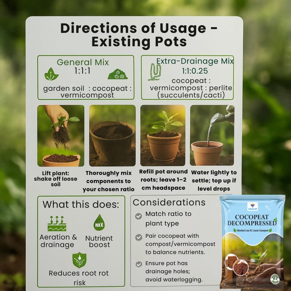 Decompressed Cocopeat Powder – 5 Kg, Ready-to-Use Kerala's Coconut Husk Fibre for Home Garden & Potted Plants, Coconut Coir for Potting Soil Mix, 100% Natural Soil Conditioner, High Water Retention - Image 7