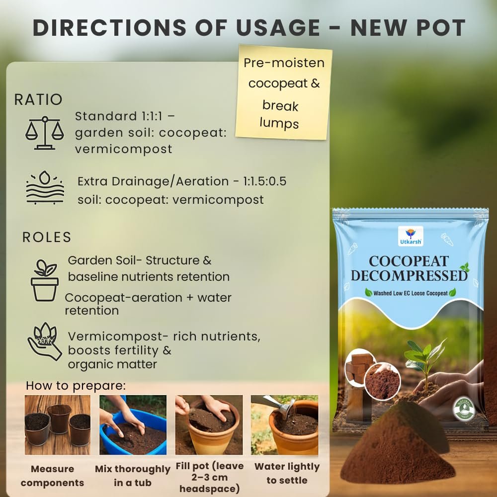 Decompressed Cocopeat Powder – 5 Kg, Ready-to-Use Kerala's Coconut Husk Fibre for Home Garden & Potted Plants, Coconut Coir for Potting Soil Mix, 100% Natural Soil Conditioner, High Water Retention - Image 6