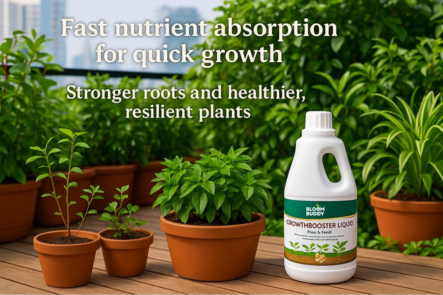 Bloom Buddy Growth Booster Liquid – Pour & Feed™ | 1L Nutrient-Rich Plant Tonic for Faster Growth, Strong Roots & Vibrant Greenery | For All Indoor & Outdoor Plants - Image 4