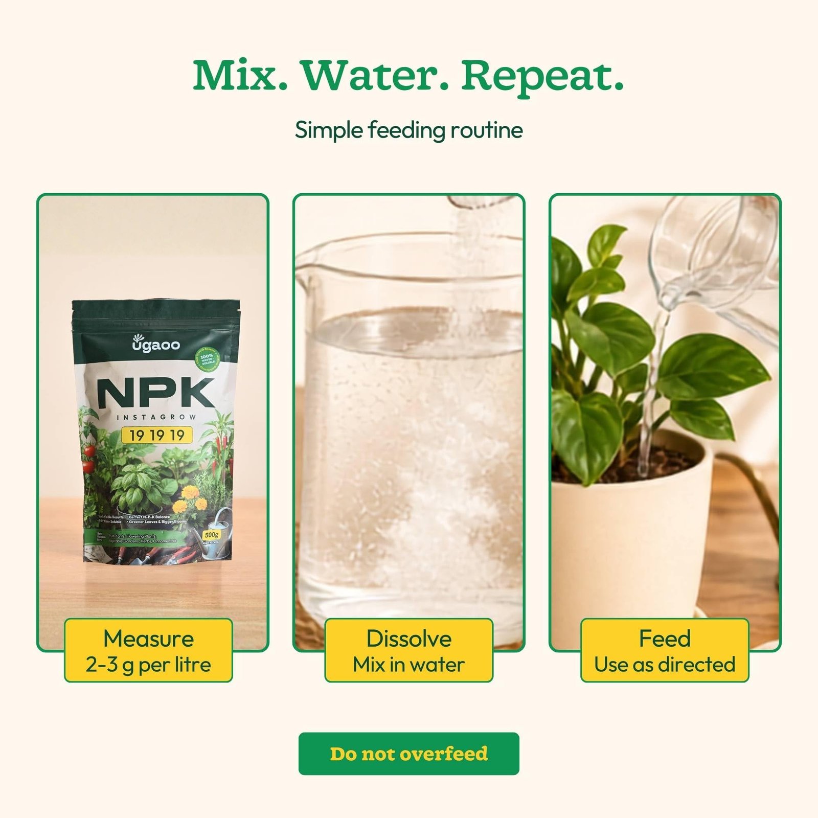 Ugaoo InstaGrow NPK 19:19:19 Fertilizer (500g) Powder| Water-Soluble Plant Food for Growth, Flowering & Fruiting | Balanced NPK for Indoor & Outdoor Plants - Image 4