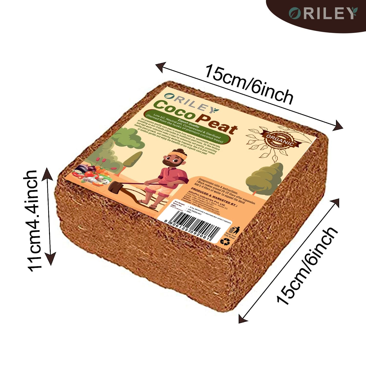 Oriley 5 Kg 100% Natural Cocopeat Block for Garden Plants Organic Agricultural Compost Coco Peat for Indoor & Outdoor Fertilizer Kitchen Terrace Gardening Khaad (Expands Upto 75 litres of Powder) - Image 3