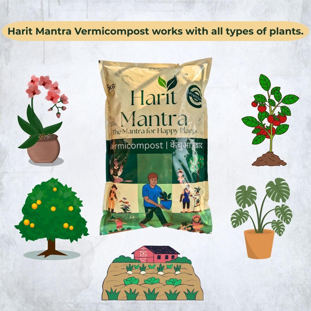 Harit Mantra Best Vermicompost for Home Gardening, Infused with Trichoderma, Organic Soil Conditioner and Plant Growth Enhancer, 10 Kg Pack (2 x 5 Kg), Chemical-Free, for Indoor and Outdoor Plants - Image 2