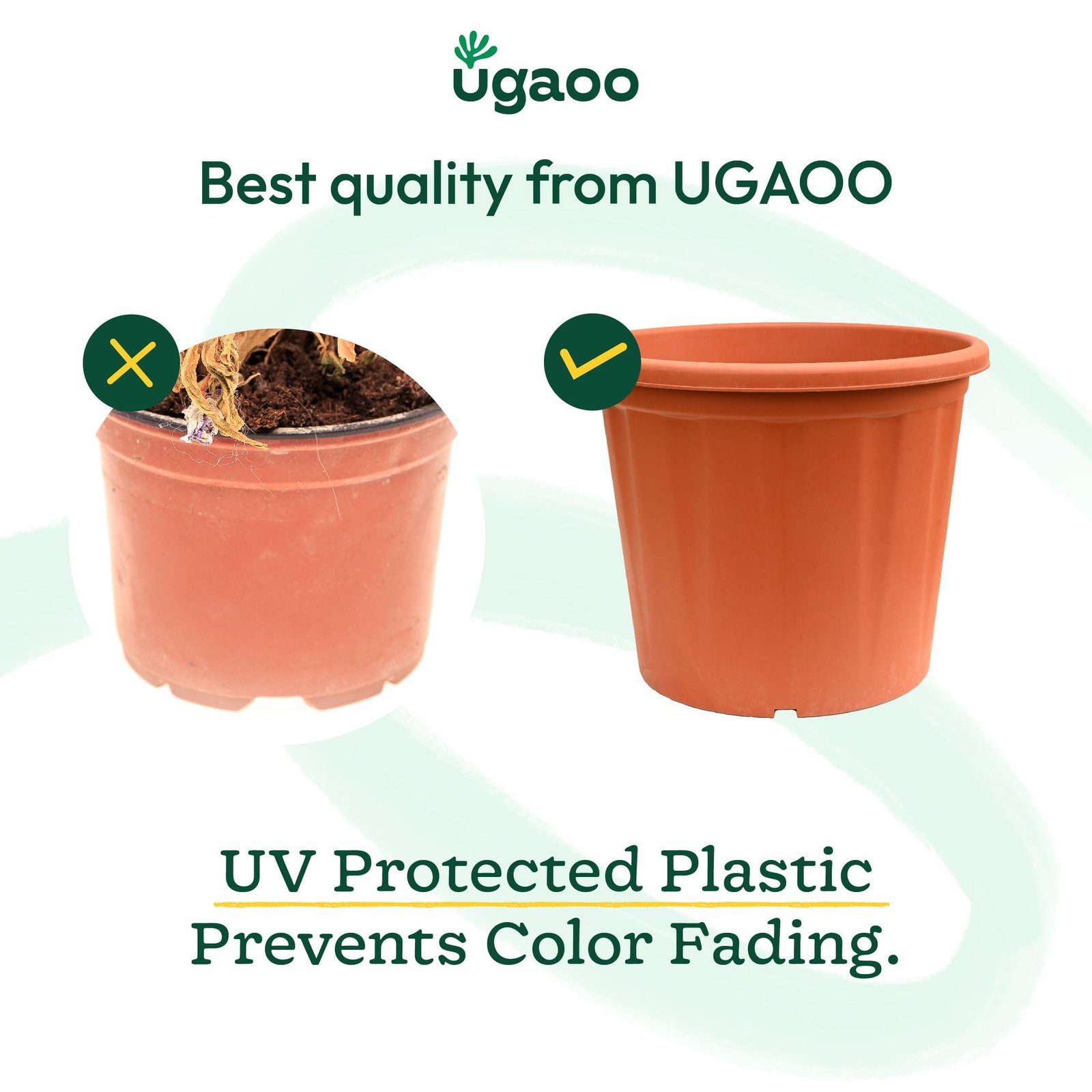UGAOO UV Treated Gardening Pots and Planters for Plants (10 inch Brown/Terracotta Color Set of 6 Plastic Pots) - Image 3