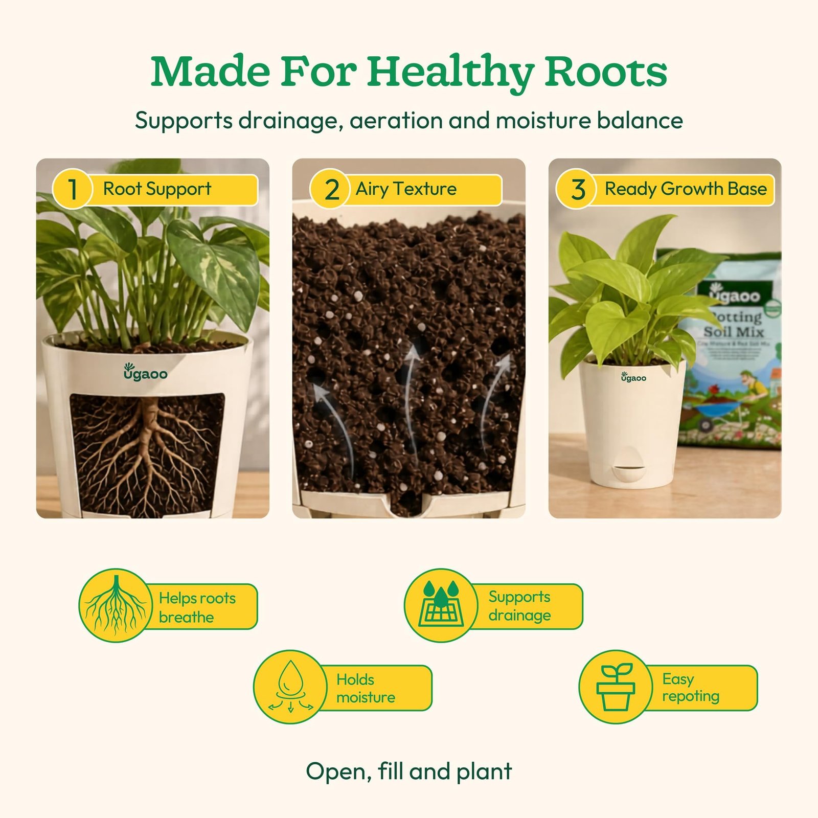 Ugaoo Ready-to-Use Potting Soil for Plants 5 Kg | Organic Potting Mix with Red Soil and Cow Manure for Indoor Outdoor and Flowering Plants | Ideal for Home Pots Balcony, Terrace & Repotting - Image 3
