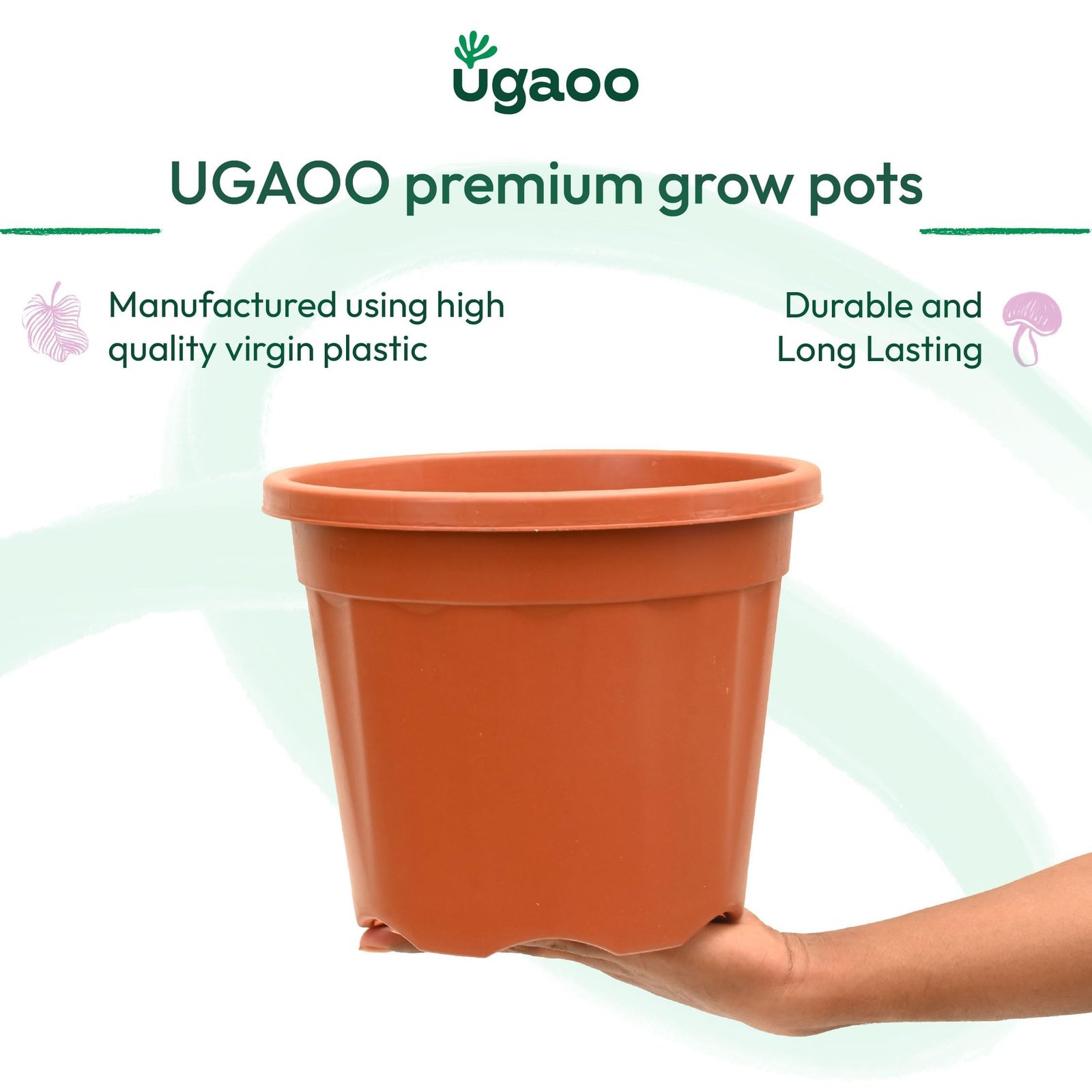 UGAOO UV Treated Gardening Pots and Planters for Plants (10 inch Brown/Terracotta Color Set of 6 Plastic Pots) - Image 2