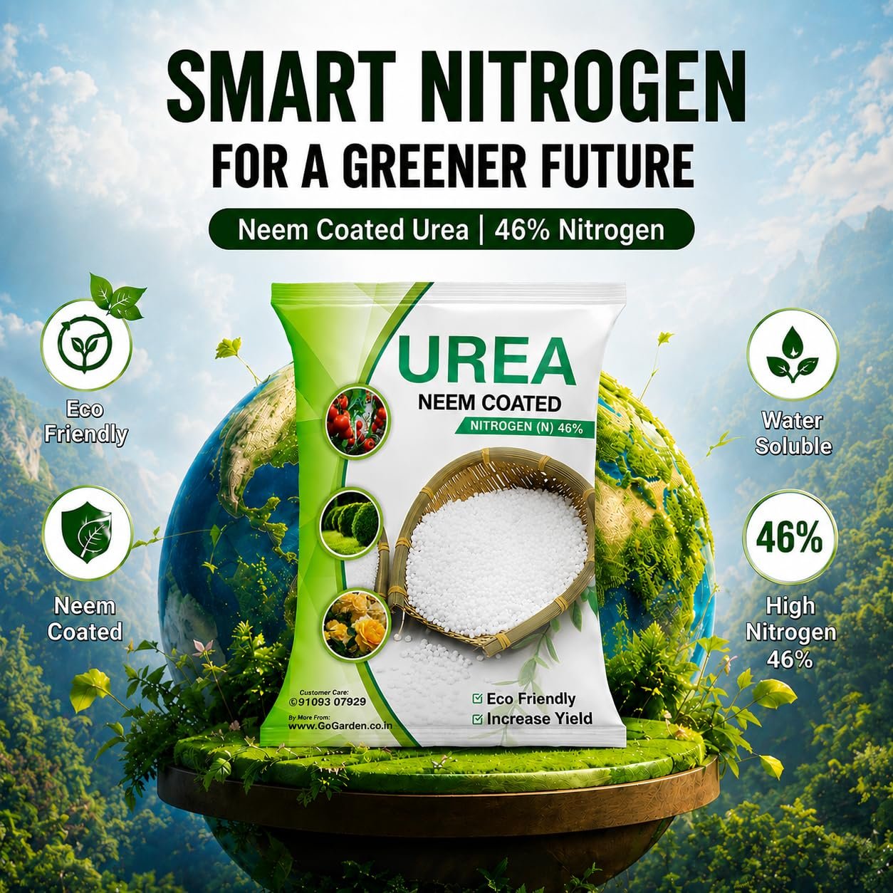 Urea Fertilizer for plants Water Soluble Neem Coated Soil for Vegetables, Flowers, Fruits Plants, Maximum Production, Ideal for Home, Terrace, and Outdoor Gardens 900 G - Image 2