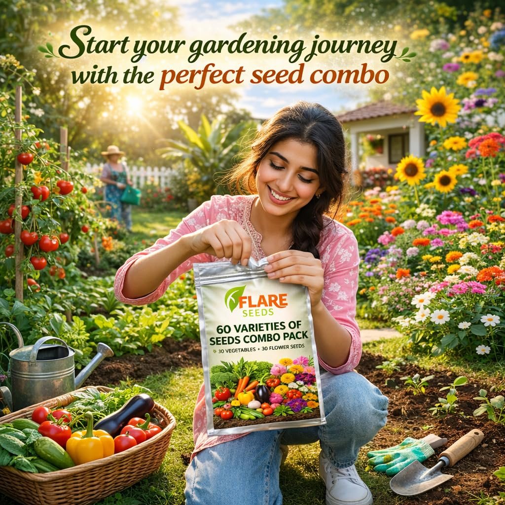 Flare Seeds 60 Varieties Seeds Combo Pack, 30 Vegetable and 30 Flower Seeds, High Germination Rate, All Seasons - Image 4