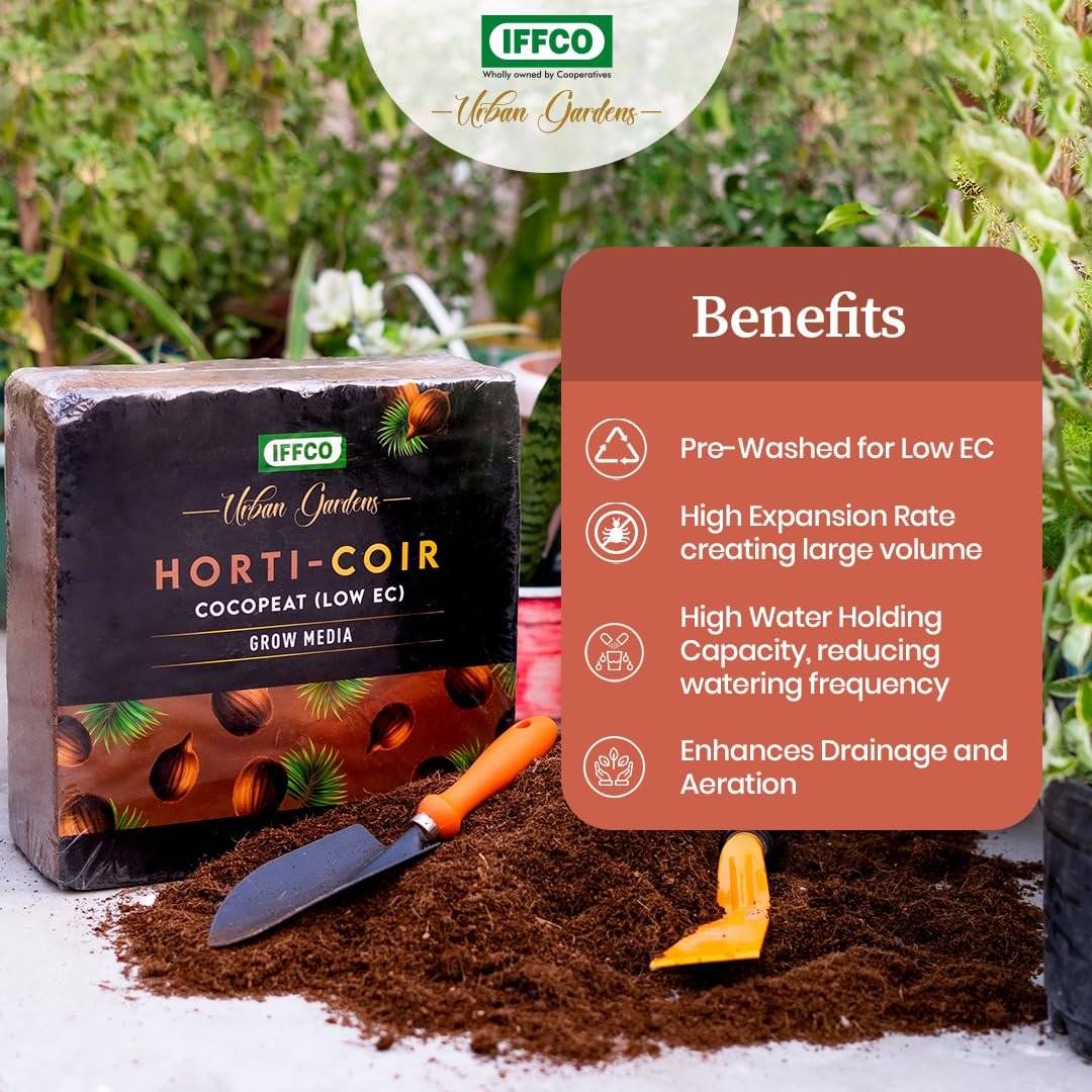 IFFCO Urban Gardens - Cocopeat Expand 5kg Upto 75 litres - Low EC Cocopeat Block for Plants & Home Garden - Export Quality Natural Coconut Coir Fibre with Neutral pH. - Image 4