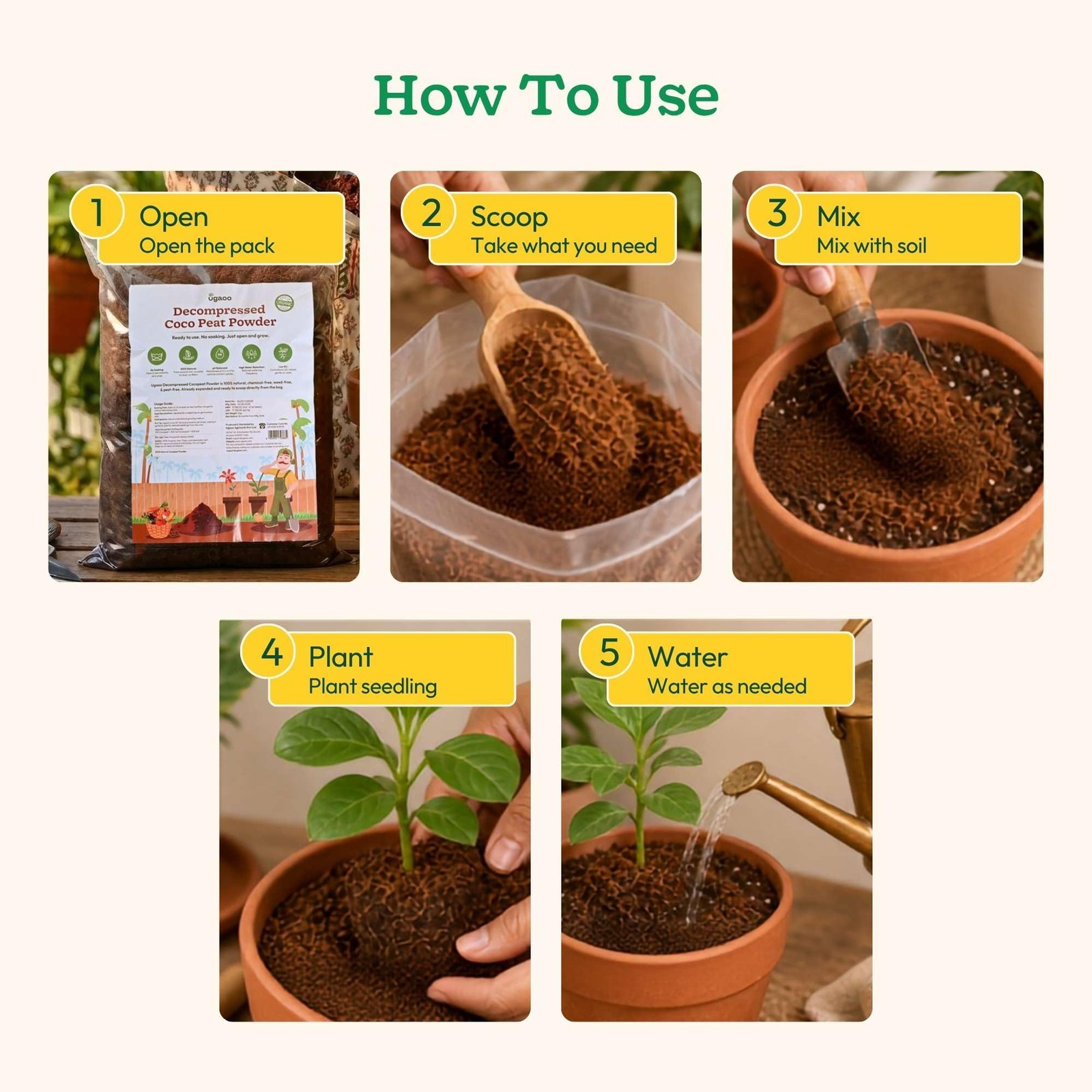 Ugaoo Cocopeat Powder for Plants 5 Kg | Premium Low EC Coconut Coir Soil Conditioner | Ready to Use Growing Medium for Seed Germination, Potting Mix, Hydroponics, Indoor Plants, Kitchen - Image 4