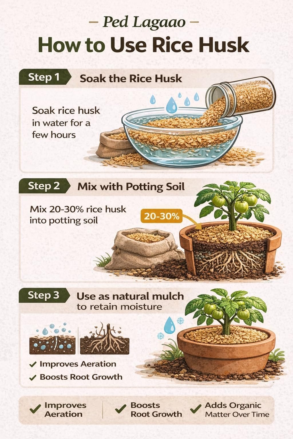 Rice Husk for Plants 250g | Improves Soil Drainage & Aeration | Natural Soil Conditioner for Pots, Grow Bags & Gardening - Image 6