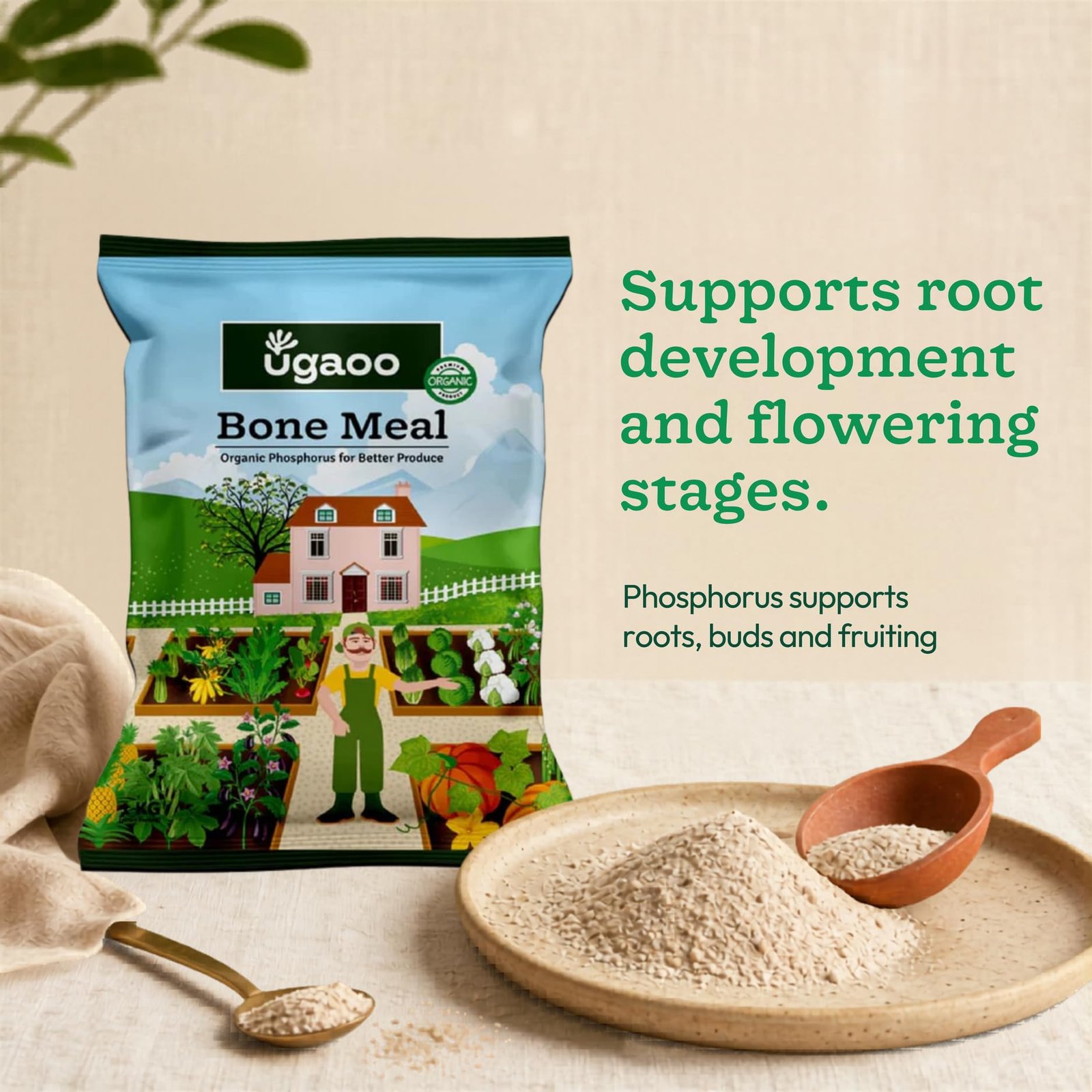 Ugaoo Bone Meal Fertilizer for Plants - 5 Kg | Organic Phosphorus and Calcium Source for Flowering and Fruiting Plants | Natural Slow-Release Plant Food for Roses Hibiscus Tomato and Home Garden Pots - Image 2