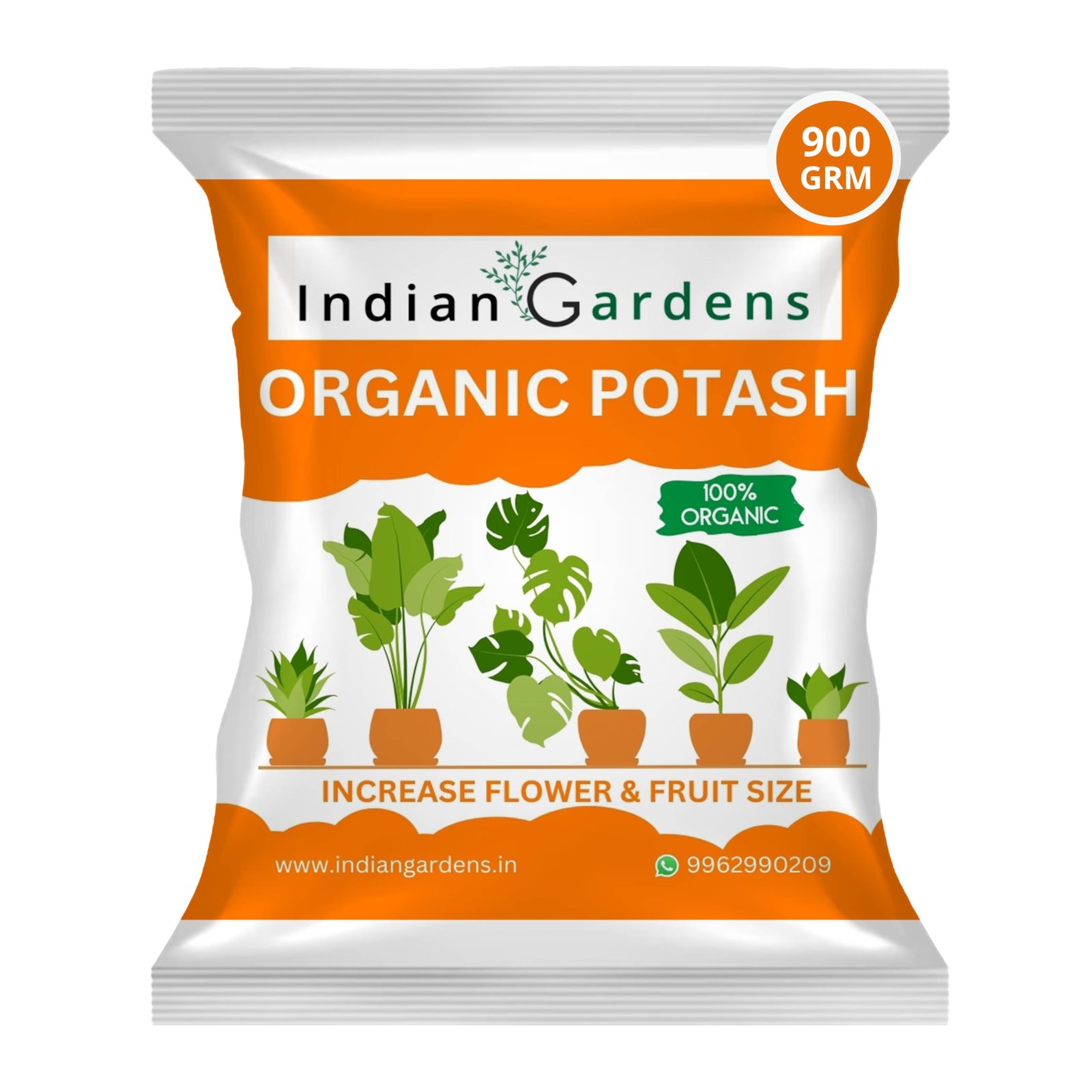 Indian Gardens - Organic Bio Potash (900 Grams) Fertilizer | Plant Nutrient Supplement | Slow Release Granules For Plants and Home Garden