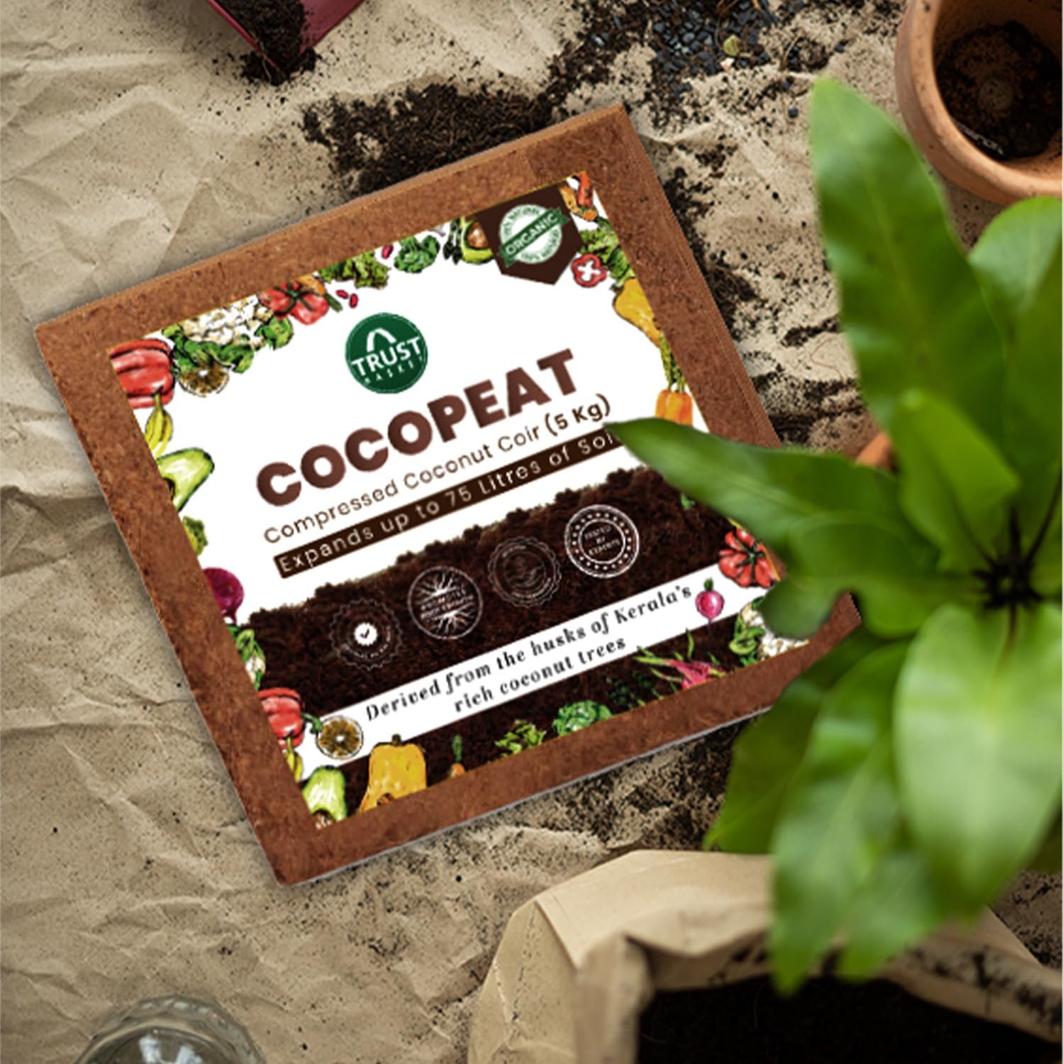 TrustBasket Cocopeat 15 kg Block (Set of 3-5kg Each) | Expands Upto 75 litres of Powder | Garden Soil | Hydroponic Plants, Kitchen Gardening and Terrace Gardening, Indoor Plants and Outdoor Plants - Image 6