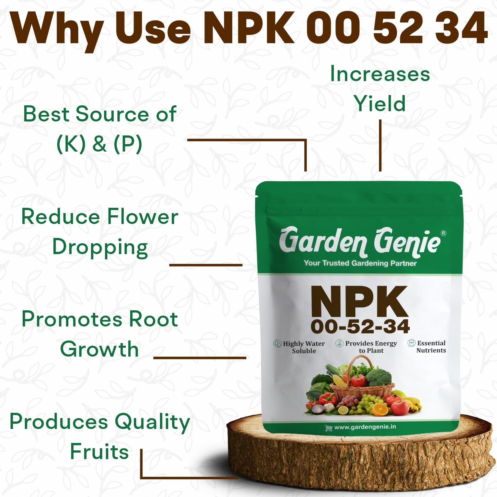 Garden Genie MKP 00 52 34 (Mono Potassium Phosphate) NPK 00-52-34, 800 Gm - Image 4