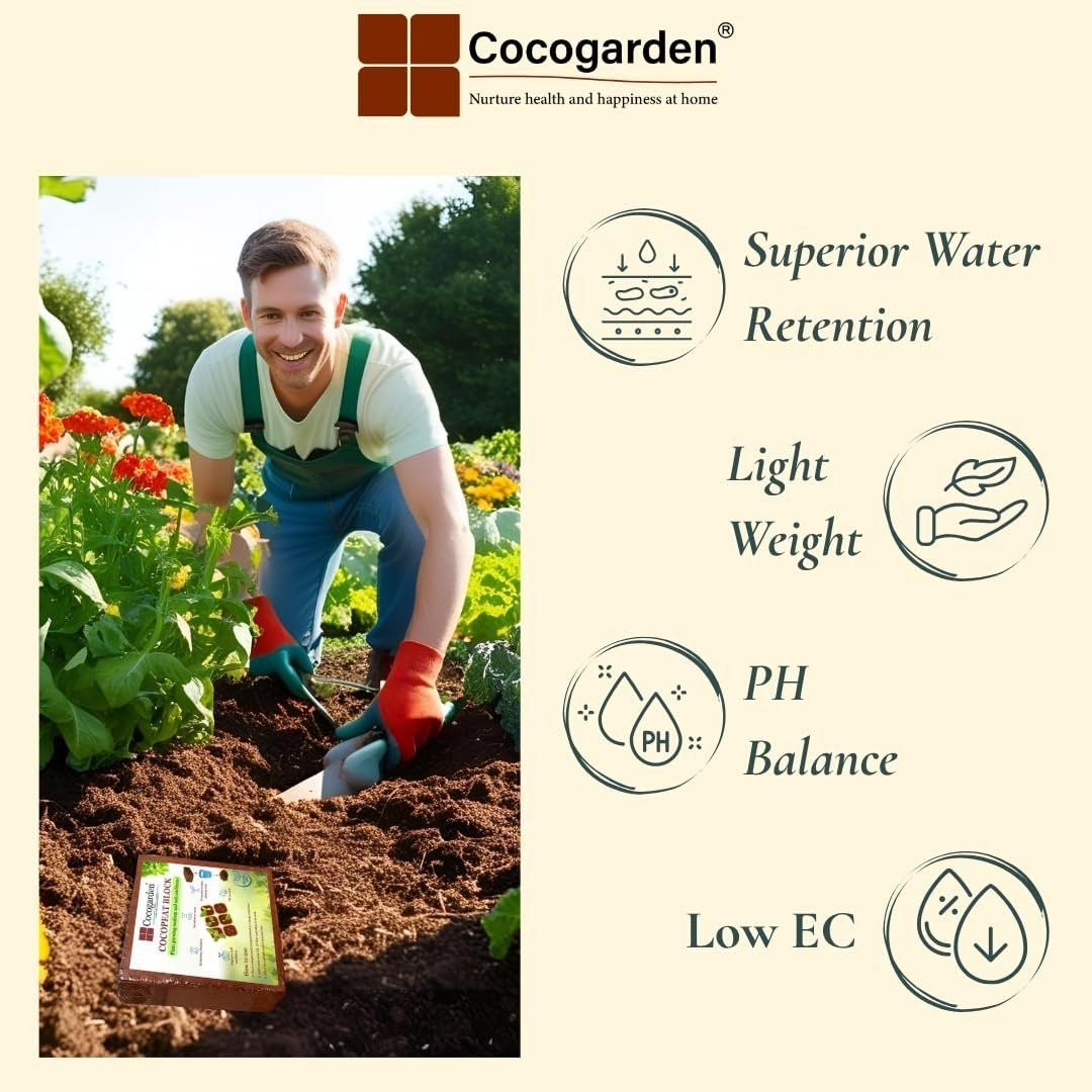 Cocogarden Cocopeat Block for Plants 5kg - Organic Coco Peat Brick, Expands up to 75 ltrs of Powder, Natural Garden Soil for Potting Mixture Home Terrace Gardening and Potted Plants - Image 2