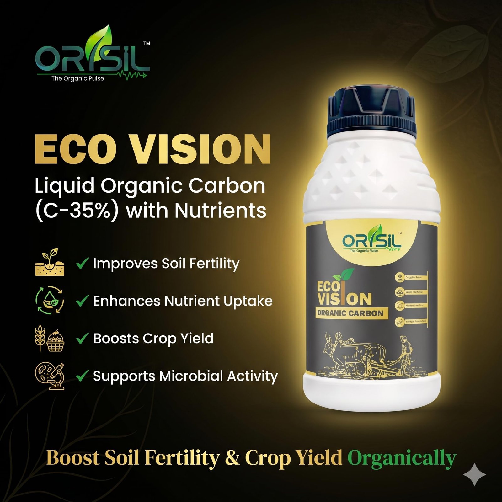 Eco Vision Organic Carbon Liquid Fertilizer (C-35%) | Soil Conditioner & Plant Growth Booster | Improves Soil Fertility, Root Development & Nutrient Absorption | For Soil Application - Image 3