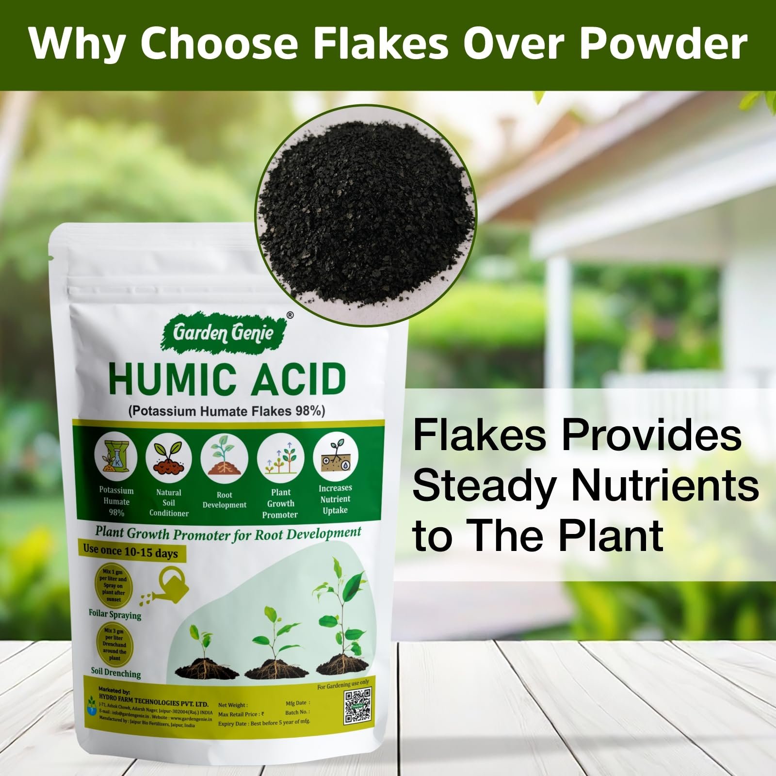 Garden Genie Humic Acid for Plants (Potassium Humate Flakes 98%), 830 Gm - Image 5