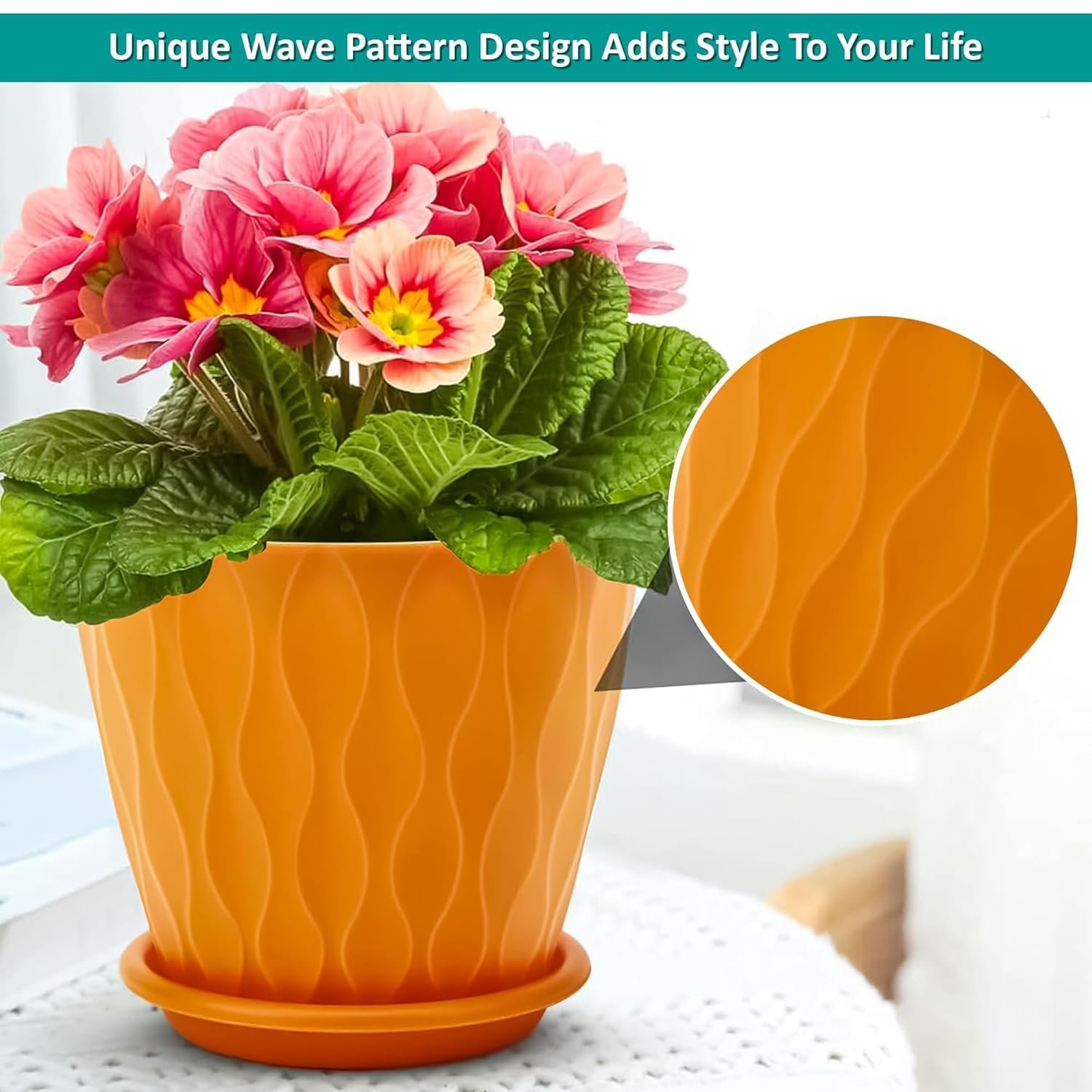 5-Piece Premium Flower Pot Set | Multicolor Durable Plastic Plant Pots | Indoor & Outdoor Decorative Planters | Lightweight, Unbreakable & UV Resistant Gardening Pots - Image 5