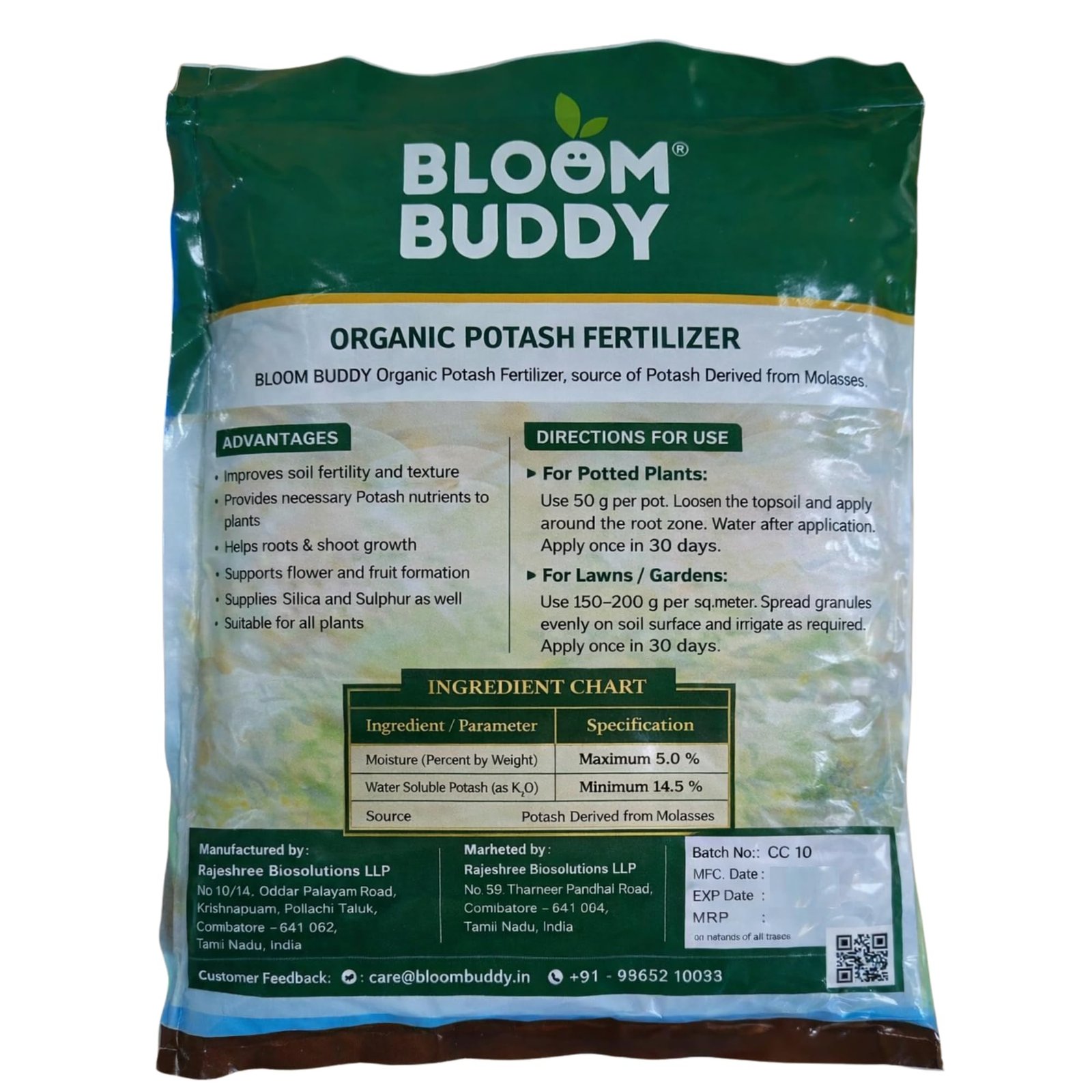 Bloom Buddy Organic Potash Fertilizer – 1kg | Boosts Root, Flower & Fruit Growth | Slow-Release Natural Potassium for Home Garden, Terrace & Indoor Plants | Safe, Eco-Friendly Soil Enricher - Image 2