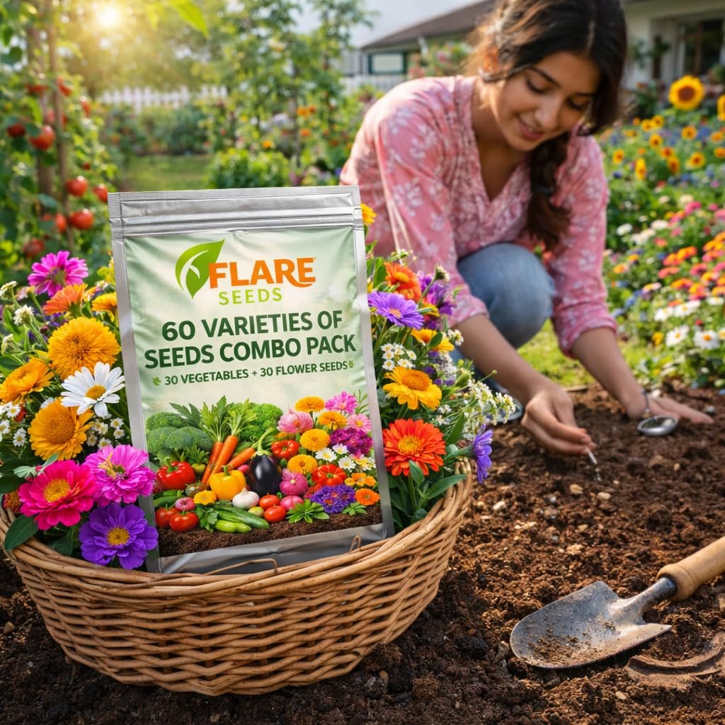 Flare Seeds 60 Varieties Seeds Combo Pack, 30 Vegetable and 30 Flower Seeds, High Germination Rate, All Seasons - Image 6