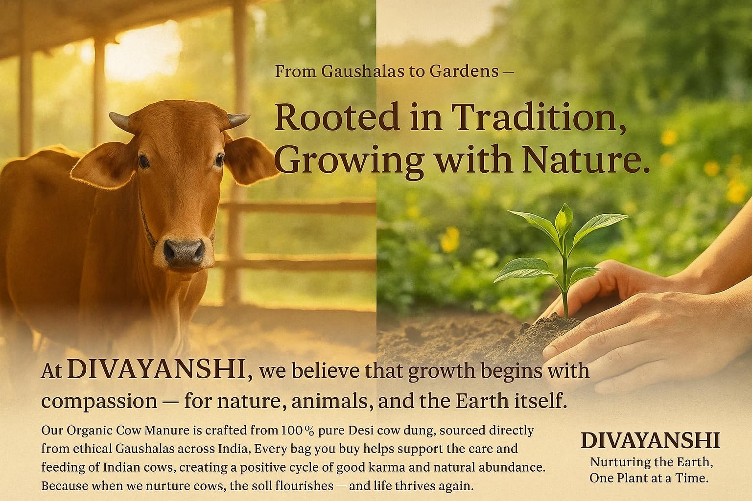 DIVAYANSHI Organic Cow Manure – Enriched Desi Cow Dung Compost | Nourishes Plants Naturally for Healthy Growth & Blooming Gardens (15kg) - Image 6