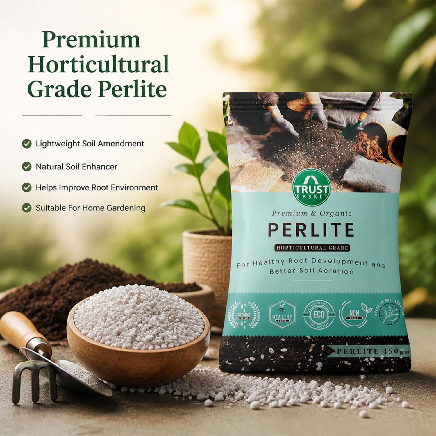 TrustBasket Perlite for Plants Soil Additive Horticultural Grade - for Indoor, Outdoor Plants and Hydroponics 450 gm (Set of 2) - Image 7