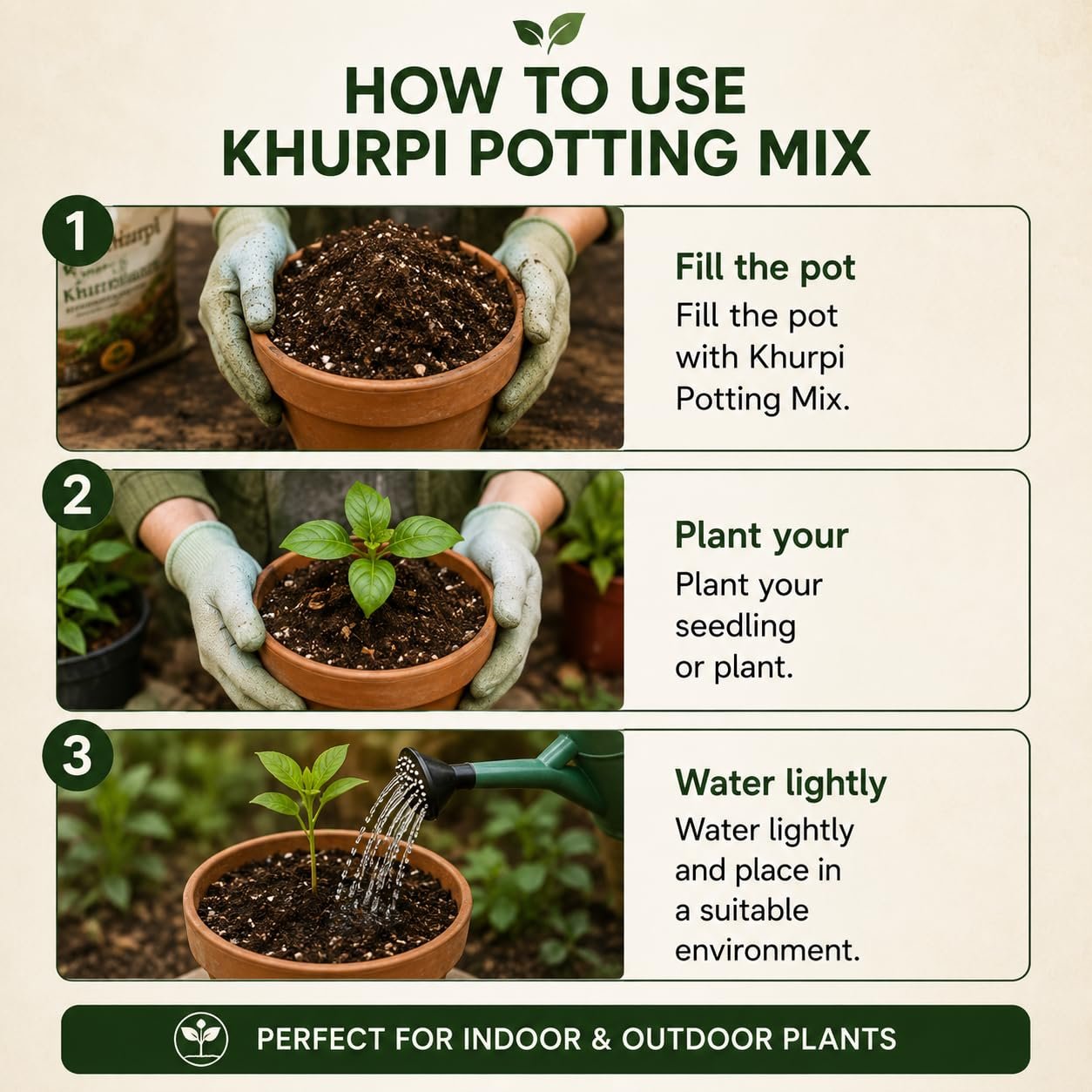 Khurpi Ready to Use Potting Mix for Indoor & Outdoor Plants | Soil-Less Potting Soil | Cocopeat, Perlite, Neem & Vermicompost etc | for Flowers, Vegetables & Herbs | 5 kg - Image 4