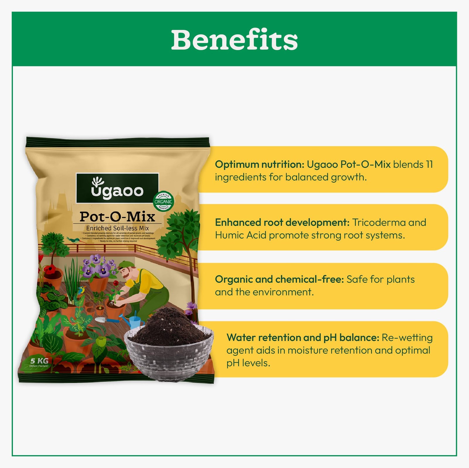 Ugaoo Pot-O-Mix Potting Soil with Fertilizer for Home Garden Plants - 5 kg - Image 5