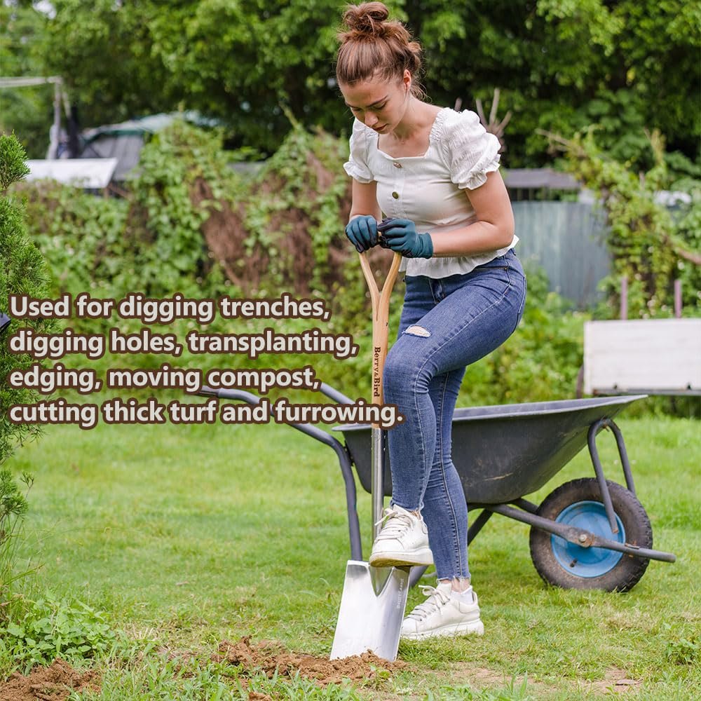 Berry&Bird Garden Digging Spade, 41" Stainless Steel Gardening Border Spade - Image 2