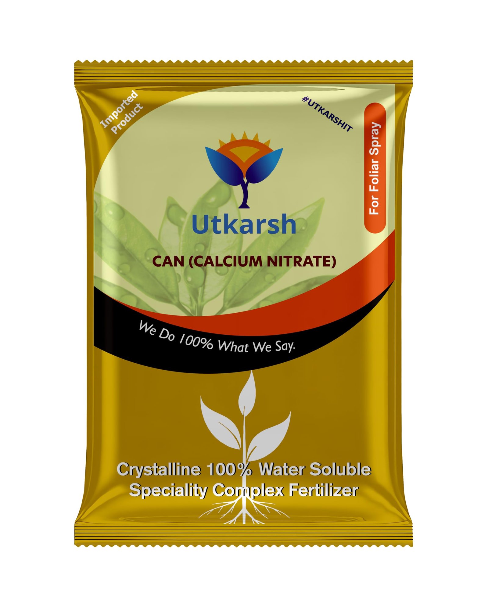 Utkarsh Calcium Nitrate Fertilizer for Plants Home Garden | 100% Water Soluble Foliar Spray Nutrition, Promotes & Boosts Healthy Flower and Fruit Growth (900 gm; Pack of 1)